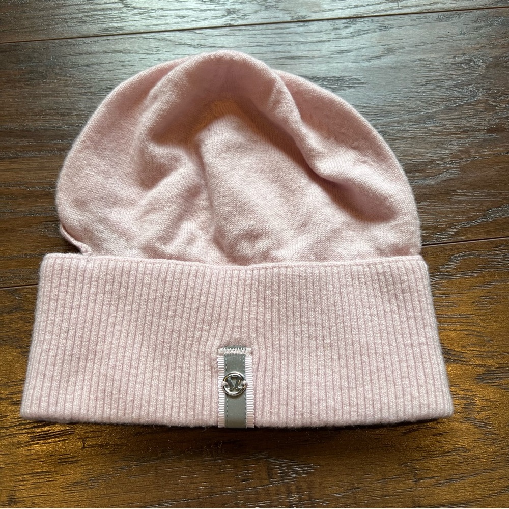 Lululemon Athletica Pale Pink Beanie Lightweight Hat with ponytail holder